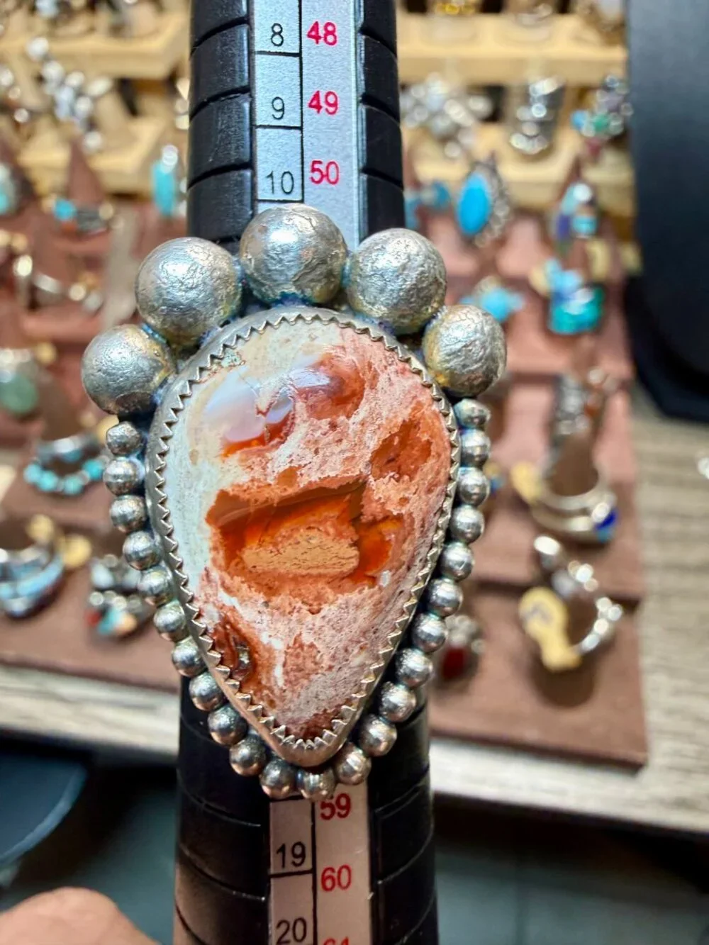 Sterling Steel Cantera Mexican Opal ring